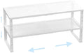 Expandable Adjustable Stackable Kitchen Organizer,Pantry Storage Shelves Racks,for cabinets Shelf, Kitchens, countertops, bathrooms,RV(2Packs/White,Medium) by Ipotivespaceorganization