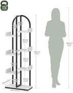 CHOEZON Corner Bookshelf, Curved 6-Tier Bookcase with Anti-Tip Kit, Adjustable Feet and Staggered Shelves for Living Room, Bedroom, Study, Office, White and Black TSJ06BW - Image 2