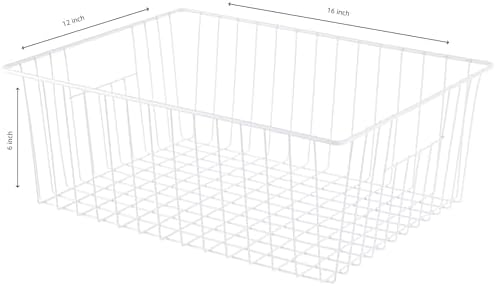 6 Pack Upright Freezer Organizer Bins - Standup Freezer Organizers for 16 Cu.Ft Upright Freezer Improve Air Circulation, Wire Storage Baskets, White - Image 3