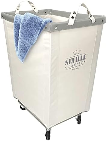 Heavy-Duty Canvas Laundry Hamper w/Wheels, 16"W x 22"D, Natural White - Image 4