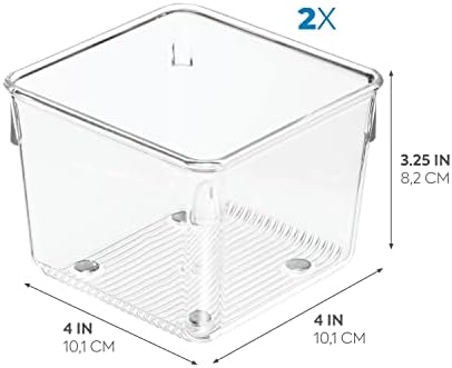 iDesign Linus Plastic Kitchen Drawer Organizer for Silverware, Spatulas, Cutlery, Gadgets, Office Supplies, Cosmetics, 4" x 4" x 3", Set of 2, Clear - Image 2