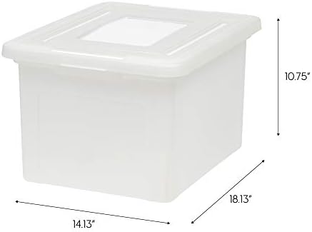 IRIS USA 4-Pack 35 Qt. Letter File Box with Lid, Pearl - Image 2