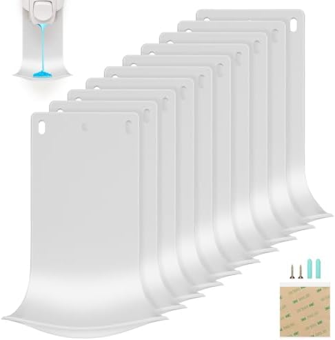 10PCS Dispenser Drip Tray Wall Mount Soap Dispenser Bracket,Laundry Detergent Drip Catcher Prevent Dripping and Spraying, Easy to Clean(White) by ZIOZERTT