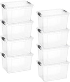 Superio 26.5 Quart Clear Plastic Storage Boxes with Lids, Stackable Organizer Containers, BPA-Free Storage Bins for Home, Office, School & Dorm, 8 Pack by Superio