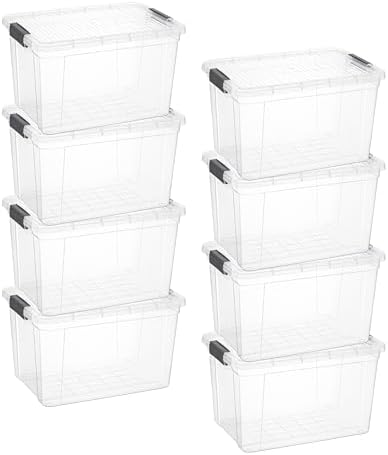Superio 26.5 Quart Clear Plastic Storage Boxes with Lids, Stackable Organizer Containers, BPA-Free Storage Bins for Home, Office, School & Dorm, 8 Pack by Superio