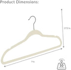 Simplify Slim Velvet Clothes Hangers | 100 Pack | Non-Slip | Shirts | Suit | Pants | Dresses | Garments | Closet Storage & Organization | Durable | Ivory - Image 5