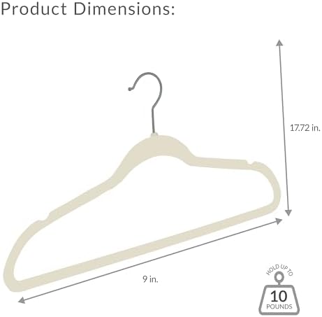 Simplify Slim Velvet Clothes Hangers | 100 Pack | Non-Slip | Shirts | Suit | Pants | Dresses | Garments | Closet Storage & Organization | Durable | Ivory - Image 5