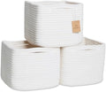NaturalCozy Storage Cubes 9”x9”x7”Cotton Rope Woven Baskets for Organizing 3-Pack | 9 Inch Cube Storage Bin | Small Basket for Shelf Nursery, Pantry, Decorative Plant, Bathroom Closet, Toy Gift by NaturalCozy
