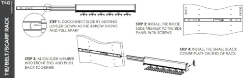 TAG Hardware Designer 6-Hook Expandable Valet Belt Rack, 13.75-Inch Extendable Wardrobe Closet Organizer Rod (Matte Aluminum with Chrome Ends) - Image 3