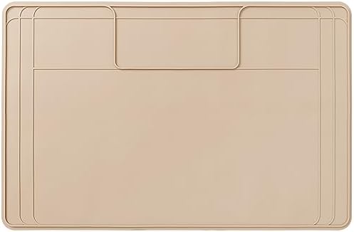 The Original Under Sink Mat - Silicone Waterproof mat, Trimmable, Easy to Clean, Kitchen cabinet liner, Under sink protector mats, Drip Tray with Lip - 34" x 22" or smaller - Beige by FamousDino