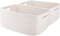 OIAHOMY Storage Basket for Shelves, Closet Cube Storage Bins Baskets for Clothes Blanket Towels, Baby Nursery, Toy Baskets Box, Woven Rope Basket, 17.72 * 12.99 * 7.87 IN, 2 Packs White by MasterofSpaceOptimization