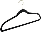Simplify Slim Velvet Gold Hook Clothes Hangers 100 Pack | Non-Slip | Shirts | Suit | Pants | Dresses | Garments | Closet Storage & Organization | Durable | Black - Image 2