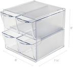 Deflecto Stackable Cube Organizer, Desk and Craft Organizer, 4 Drawers, Clear, Removable Drawers and Dividers, 6"W x 6"H x 7 1/8"D (350301CR) - Image 2