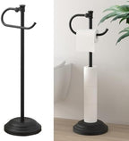 Hoimpro Toilet Paper Holder Stand Free Standing Rolls Storage Matte Black by Hoimpro