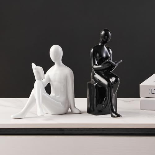 Ceramic Decorative Bookends, Book Ends for Shelves, Home Office Decor - Image 2