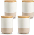vancasso Sabine Ceramic Canister Set with Airtight Wood Lids - 4-Piece Small Kitchen Storage for Coffee, Sugar, Tea & Spices (18 oz Each) - Compact Countertop Jars by vancasso