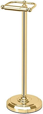 Home Accents Toilet Paper Holder Stand, Brass Finish, Freestanding Bathroom Floor Stand, Weighted Base, 22 Inch by Gatco