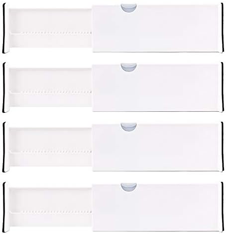 Kingrol 4 Pack 11-17 Inch Expandable Drawer Organizers Dividers with Nonslip Ends, Household Separators for Kitchen Utensils Dressers Clothes Craft Office Supplies by Kingrol