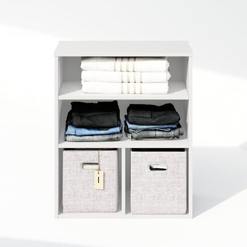 Furinno Reed Closet Organizers and Storage, 3-Tier Closet Organizer, Open Shelf Closet Storage, for Wardrobe, Bedroom, Living Room, White - Image 6