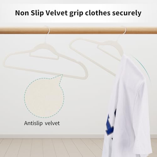 30 Pack White Velvet Hangers, Ultra Slim Non-Slip Felt Coat Suit Hangers with Space Saving 360° Swivel Hook, Modern Clean Look for Closet Organization - Image 4