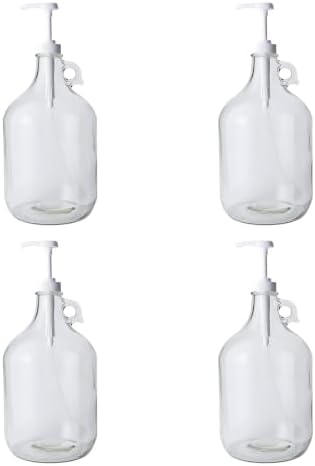 Glass Laundry Detergent Dispenser 4-Pack with Pumps | 1 Gallon Glass Jug by FASTRACK