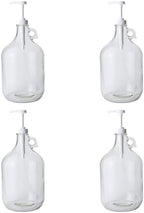 Glass Laundry Detergent Dispenser 4-Pack with Pumps | 1 Gallon Glass Jug by FASTRACK