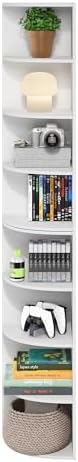 Furinno ECON Corner Shelf, 8-Tier Corner Book Shelf, Storage Shelves, Display Rack, Bookshelf, for Organization and Storage, Living Room, Home Office, White - Image 5