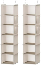 YOUDENOVA Hanging Closet Organizer and Storage, 6-Shelf, 2 Packs, Beige by YOUDENOVA
