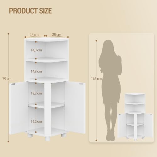 Hzuaneri Corner Cabinet, Small Bathroom Corner Cabinet with Doors - Image 2