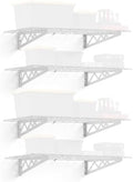SafeRacks Steel Garage Wall Shelves 4-Pk w/Hooks, 500lb, White (24x48) by SafeRacks