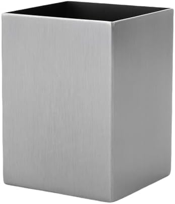 Walfront Metal Pen Holder, Thickened 304 Stainless Steel Square Pencil Holder, Multifunctional Desktop Organizers for Pens Scissors Markers Makeup Brushes for Office Home School - Image 6