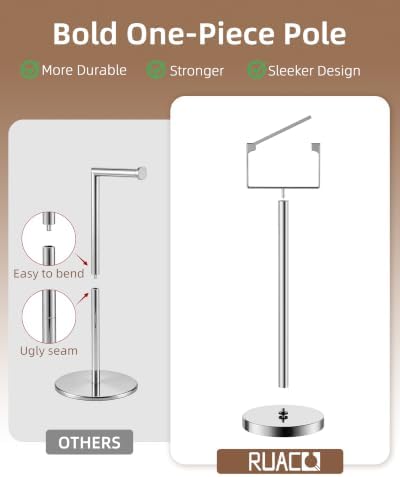 RUACQ Toilet Paper Holder Stand with Weighted Base, Chrome 1 Pack - Image 5