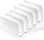 Chunful Acrylic Desk Organizer, 5 Section Desk File Holder Sorter Stand Rack Vertical Organizer Desktop Vinyl Storage Display for Record Album Book Magazine Document Home Office(White) by Chunful