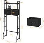 ETELI Over The Toilet Storage Bathroom Cabinet 3 Tier Freestanding Over Toilet Storage Cabinet Shelf Space Saving Behind Above Toilet Bathroom Organizer with Fabric Drawers, Black - Image 2
