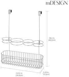mDesign Metal Bathroom Storage Tool Organizer Accessory Basket Tray - Hang Over Cabinet Door - Storage for Hair Dryer, Straightener, Curling Iron & Hair Styling Products - Concerto Collection - Chrome - Image 4