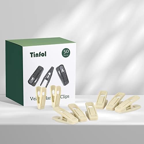 Tinfol Velvet Hangers Clips, 80 Pack Pants Velvet Clips, Beige Strong Finger Flocked Clips, Clothes Hanger Clip, Perfect for Use with Slim-line Clothes Velvet Hanger - Image 5