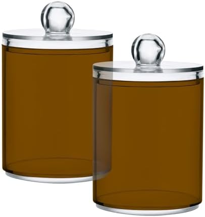 4 Pack Qtip Holder Dispenser with Lids,Brown Storage Containers,Bathroom Canisters Organizer for Cotton Ball,Cotton Swab,Cotton Round Pads,Floss 21214712 - Image 7