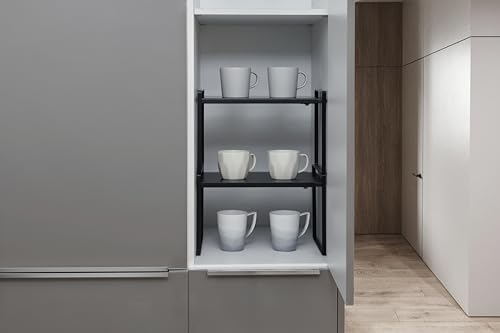 Nxconsu Expandable Shelf for Cabinets, Cabinet Shelf Riser, 12" Black - Image 6