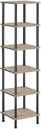 HOOBRO 6-Tier Corner Shelf, Corner Square Rack Display Shelf, Tall Storage Rack Plant Stand, Bookcase for Small Spaces, Living Room, Home Office, Kitchen, Greige and Black BG55CJ01 by HOOBRO