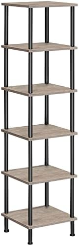 HOOBRO 6-Tier Corner Shelf, Corner Square Rack Display Shelf, Tall Storage Rack Plant Stand, Bookcase for Small Spaces, Living Room, Home Office, Kitchen, Greige and Black BG55CJ01 by HOOBRO