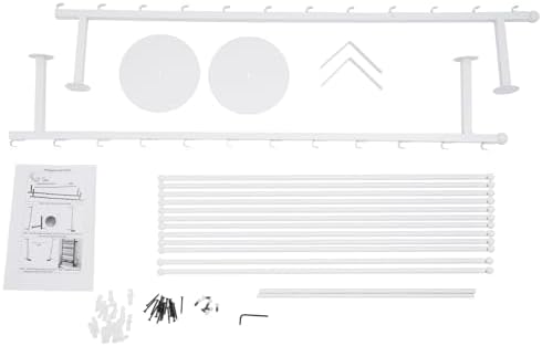 Ribbon Storage Organizer, Wall Mounted Ribbon Organizer, 12-Tier Metal Gift Wrapping Paper Rack, Spool Tie Scarf Hijab Belt Towel Hanger, for Home, Craft Room, Flower Shop, White, 31.5in Wide - Image 7