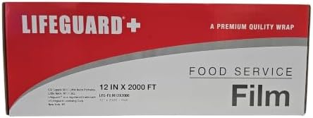 12 In x 2000 Ft Plastic Wrap Dispenser with Cutter, Food Service Film Roll by LIFEGUARD