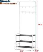 Simple Houseware Coat Rack with Shelf, Standing Hall Tree with Hooks, White - Image 7