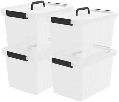 4-Pack Latching Box with Handle, 20L Clear Plastic Storage Bins - Image 2