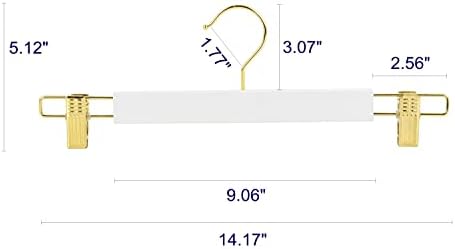 Amber Home 24 Pack White Wooden Pant Skirt Hangers with Gold Hook - Image 2