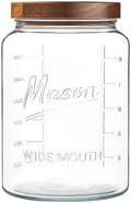 kitchentoolz Extra Large Mason Jar - 1 Gallon Glass Wide Mouth Jar with Airtight Wooden Lid, Food Storage Container with Measurement Markings For Kitchen Pantry, Pickling, Cookies, Flour & Sugar by KITCHENTOOLZ