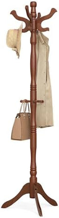 VASAGLE Freestanding Coat Rack, Rubber Wood Coat Tree with 11 Hooks by VASAGLEbySONGMICSHOME