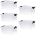 Superio 6.6 Quart Clear Plastic Storage Boxes with Lids, Stackable Organizer Containers, BPA-Free Storage Bins for Home, Office, School & Dorm, 5 Pack by Superio