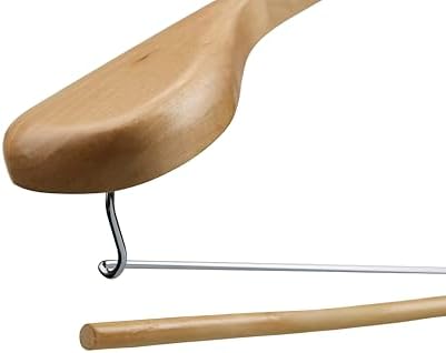 DEILSY™ Natural Suit Hangers for Men with Non-Slip Pants Bar & 360° Swivel Hook - Smooth Finish Wooden Coat Hangers, Heavy Duty Wooden Hanger – Pack of 6 - Image 4