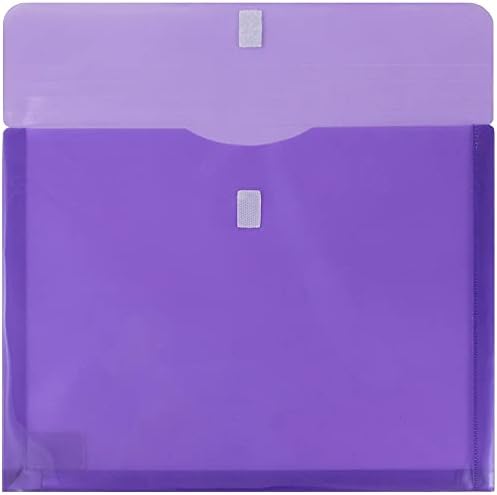 JAM PAPER Plastic Expansion Envelopes with Hook & Loop Closure - Letter Booklet - 9 3/4 x 13 with 1 Inch Expansion - Purple - 12/Pack - Image 2